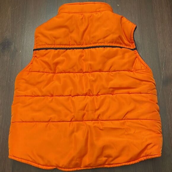 Carter’s Puffer Vest Zip Up Toddler Boy Size 24 Mo Orange/Black Front Pockets - Picture 3 of 9